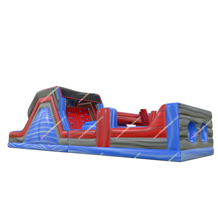 Happy Hop Inflatable Obstacle Course - Double Lane Slide Rock Wall Bouncer