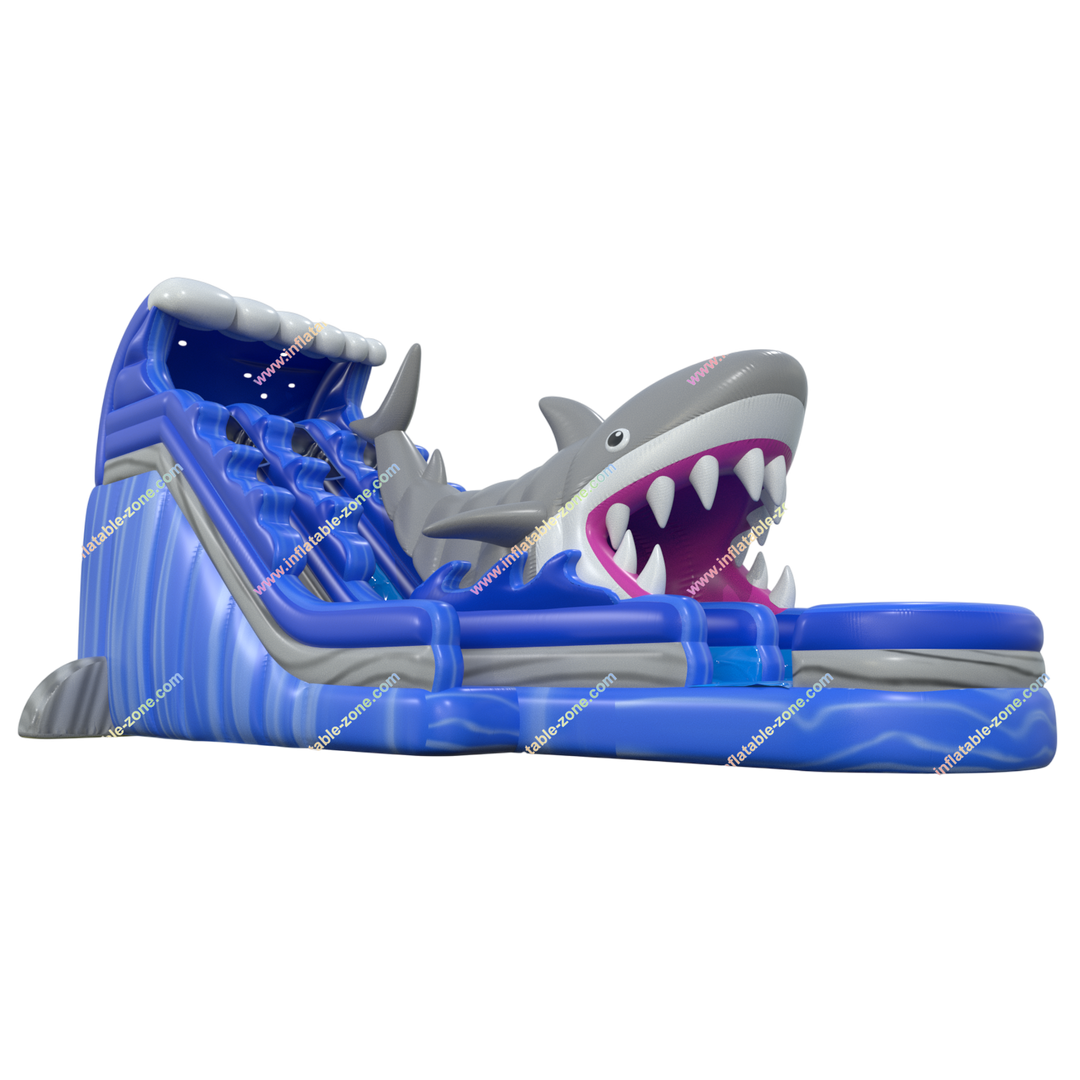 Backyard Shark Inflatable Waterslide - Fun Commercial Water Park Swimming Pool Slide