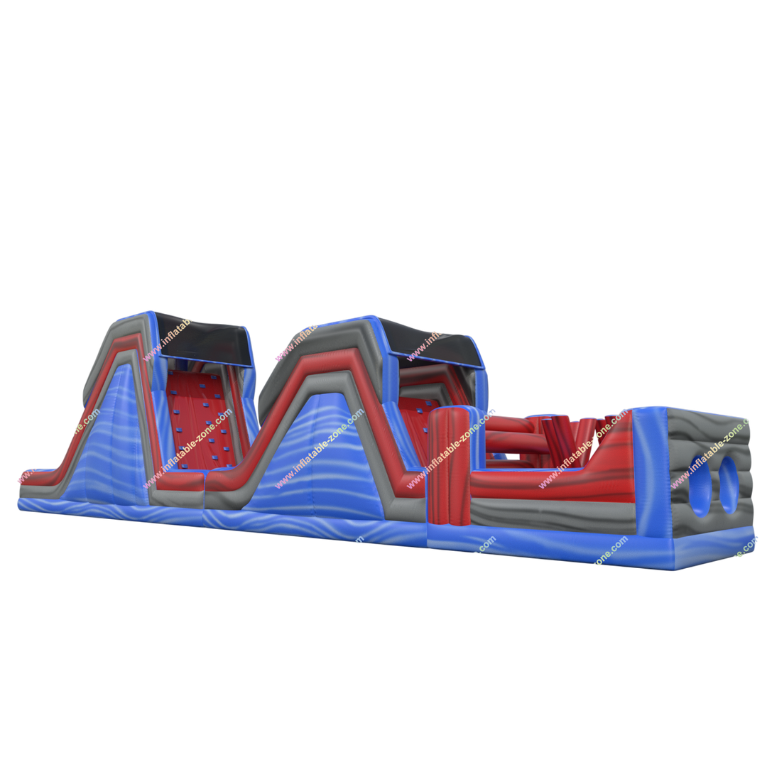 Blue Rush Lava Inflatable Obstacle Course - Mega Backyard Birthday Party Jumper