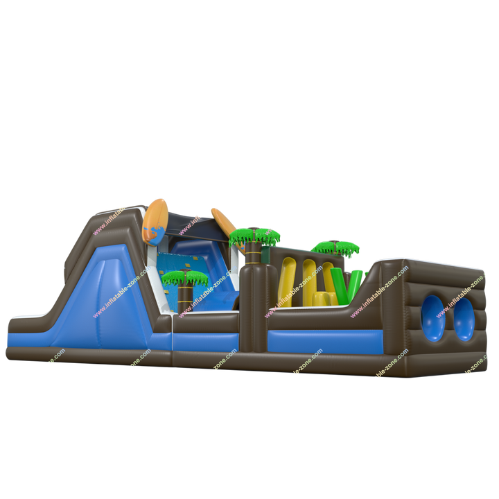 Inflatable Tropical Adventure Obstacle Course - Palm Tree Slide Tunnel