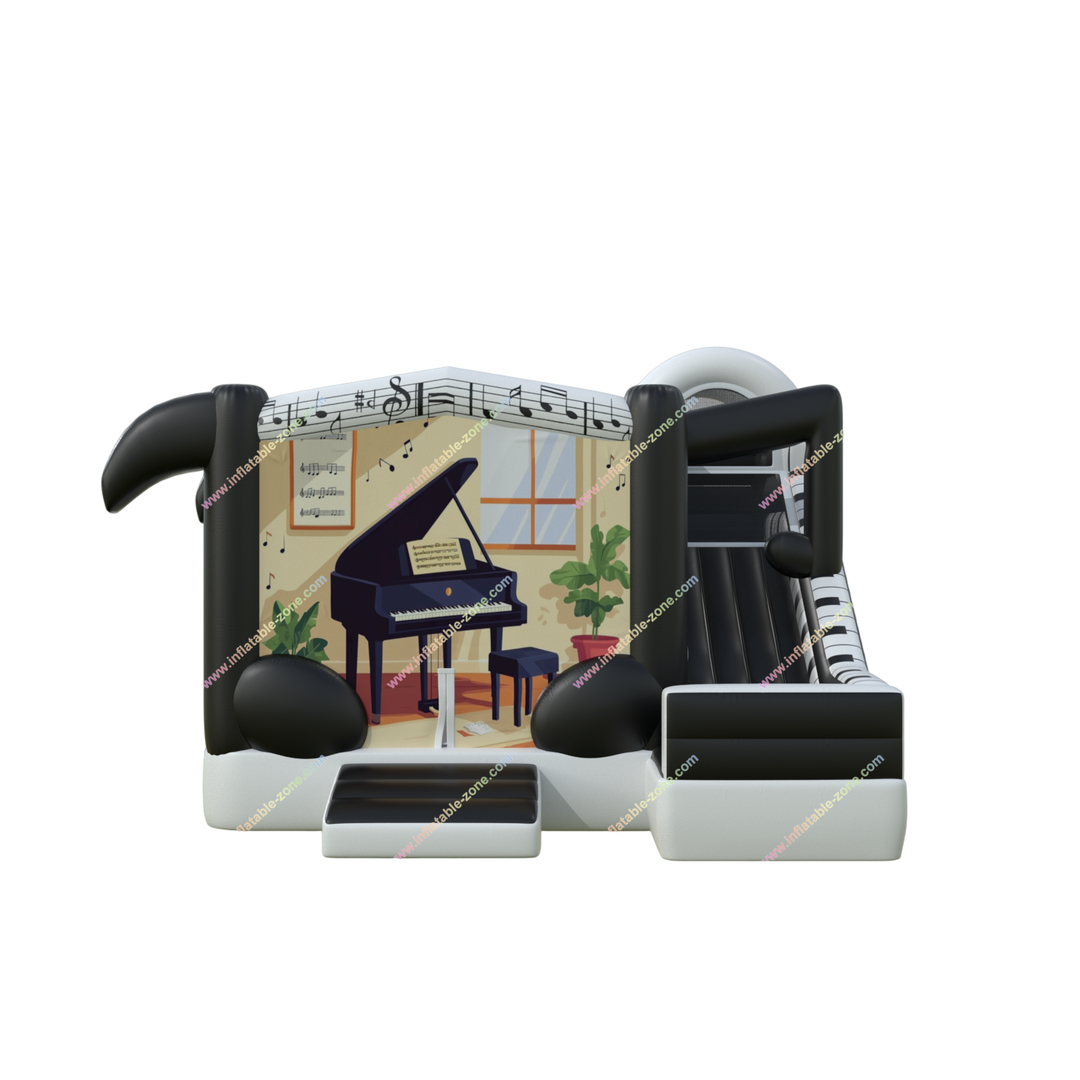 Music-Themed Piano Bouncy Castle  Slide Combo - Perfect Inflatable for Parties