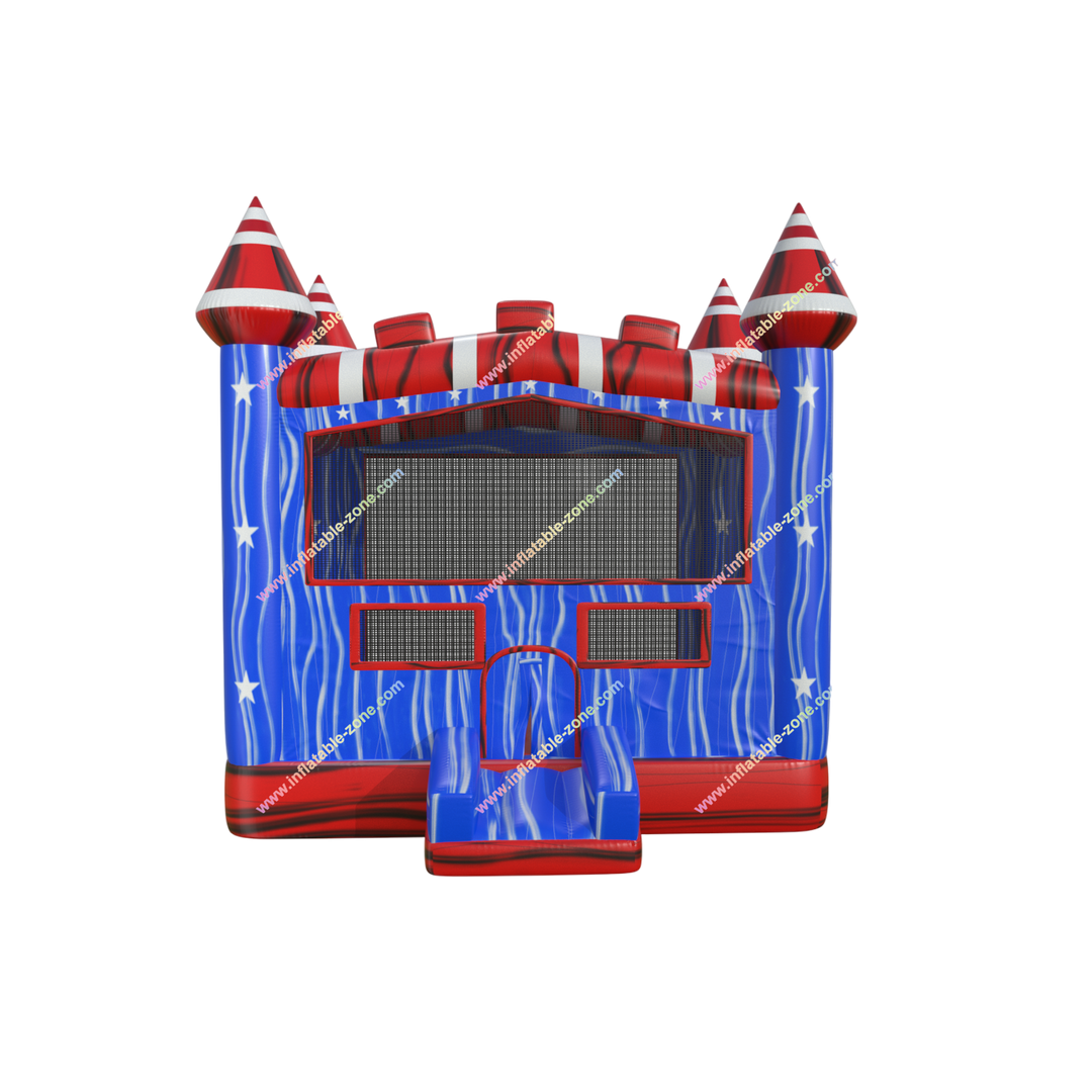 Patriotic Inflatable Bouncy Castle - Small Outdoor Playhouse for Backyard Fun