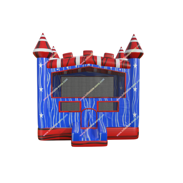 Patriotic Inflatable Bouncy Castle - Small Outdoor Playhouse for Backyard Fun