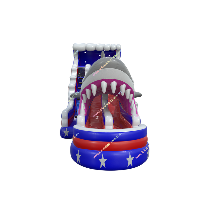 Shark with American Flag Dual Lane (20') Water Slide