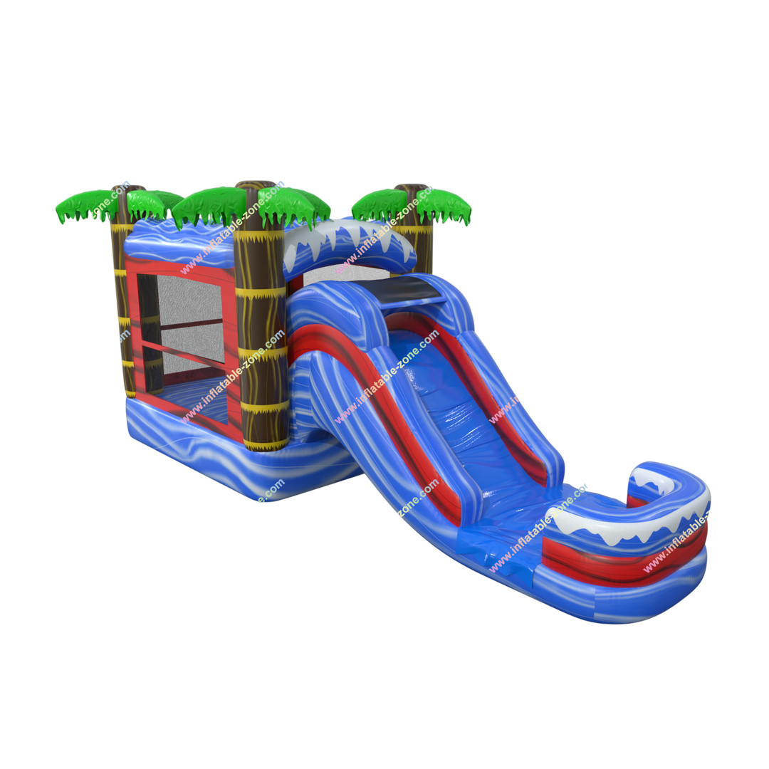 Palm Tree Bounce House with Slide - Inflatable Combo Bouncy Castle for Kids