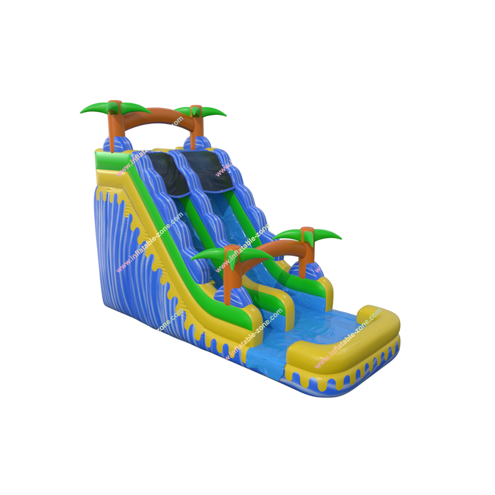 Inflatable Tropical Wave Slide - Large Backyard Water Play Waterslide