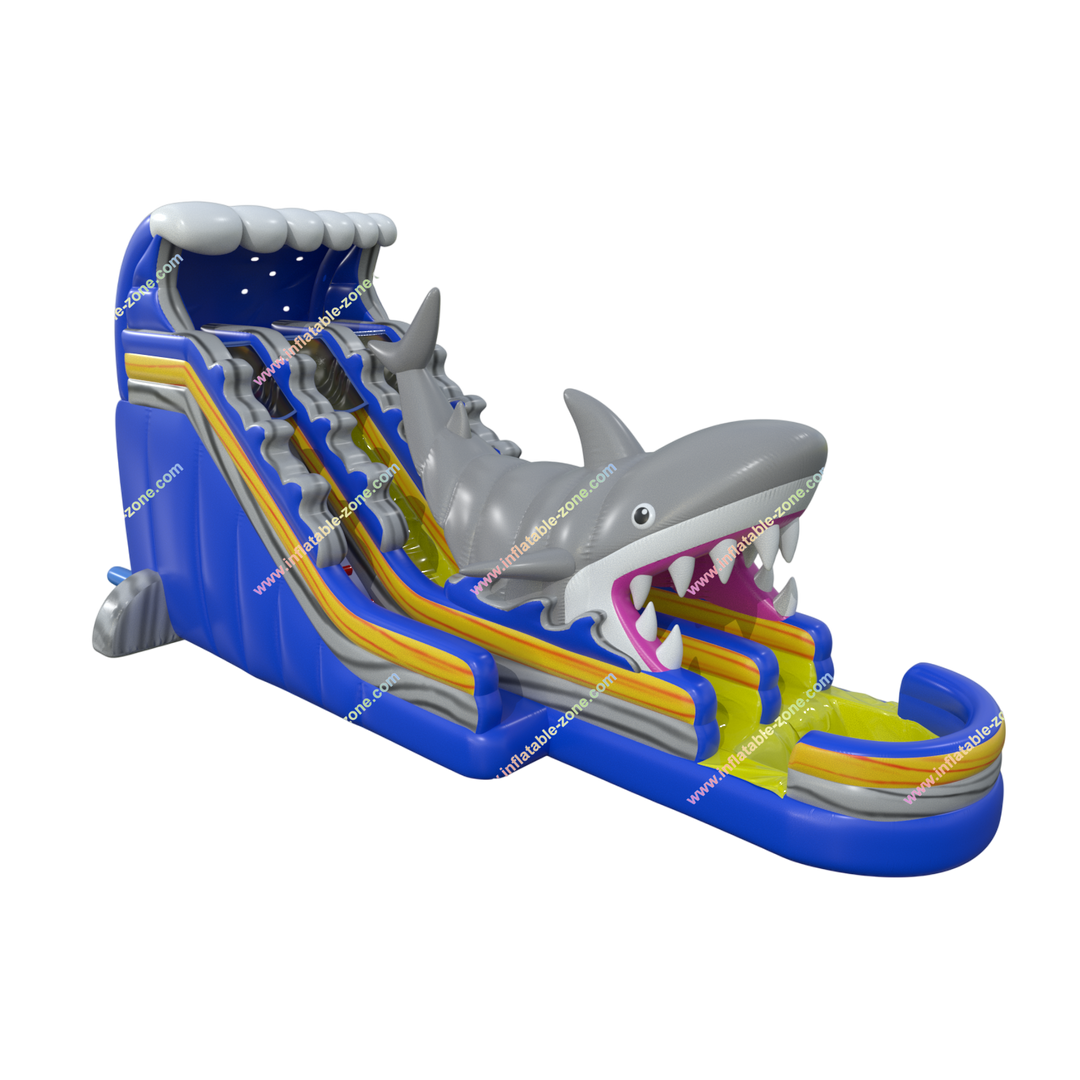 Giant Shark Dual Lane Inflatable Water Slide - Fun Pool Slide for Summer Entertainment