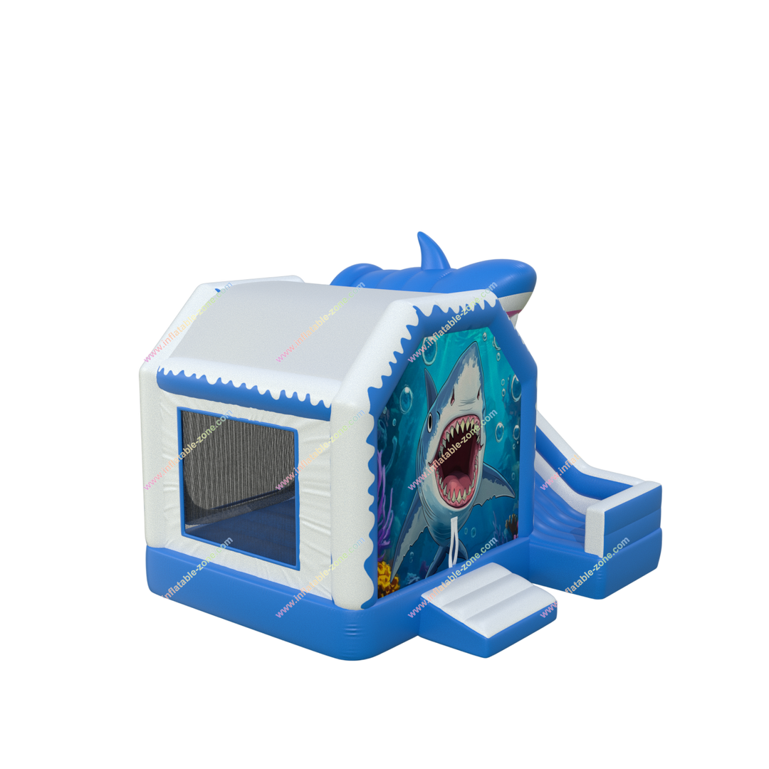 Shark Inflatable Bounce House Combo - Fun Water Slide Castle for Kids Events