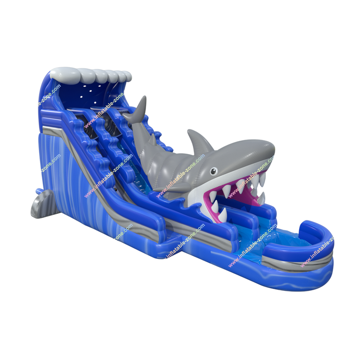 Backyard Shark Inflatable Waterslide - Fun Commercial Water Park Swimming Pool Slide