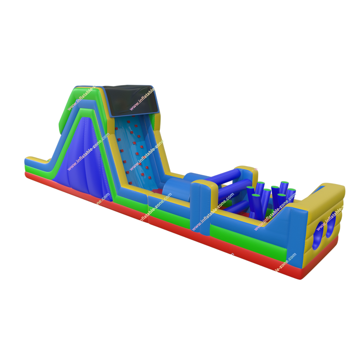 Rainbow Inflatable Obstacle Course - Commercial Retro Rock Climb Slide