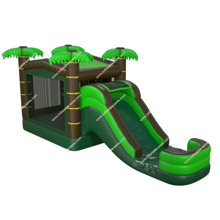 Inflatable Bounce House with Water Slide Combo - Jungle-Themed Water Play Center for Fun