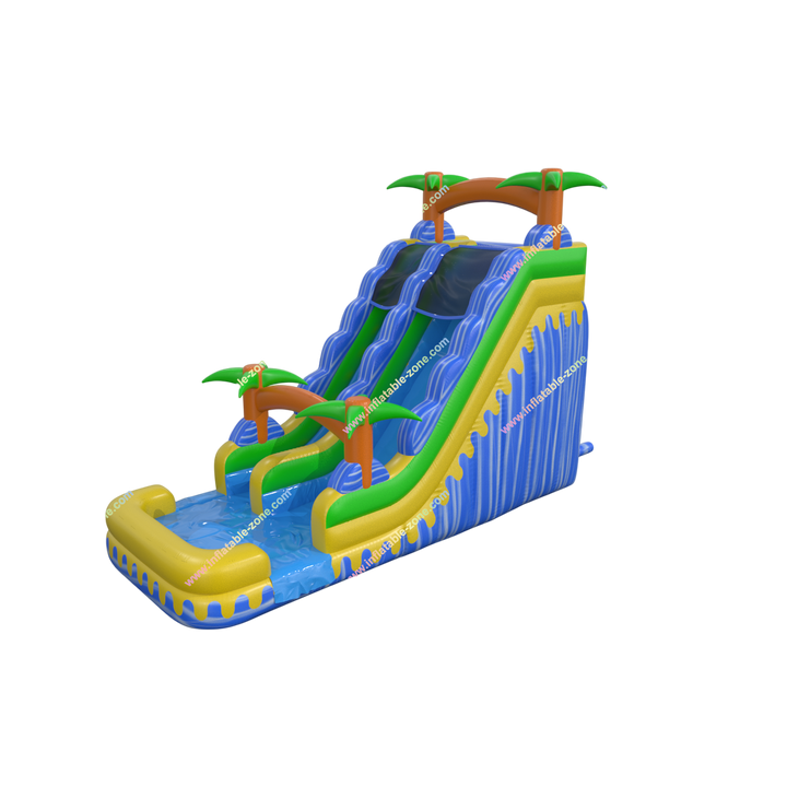 Inflatable Tropical Wave Slide - Large Backyard Water Play Waterslide