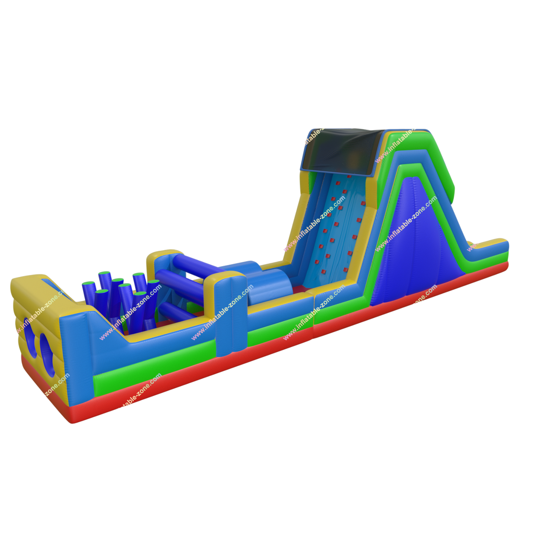 Rainbow Inflatable Obstacle Course - Commercial Retro Rock Climb Slide