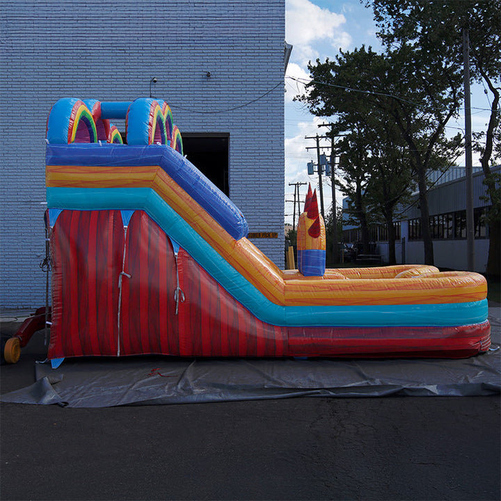 13'H Dual Lane Rainbow Water Slide with Deep Pool